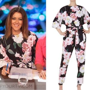 Neptone Iguaza Kimono Sleeve Floral Jumpsuit Black Size 0 NWT